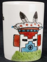 Nuvak-China (Snow Kachina)Native American Hopi Indian Handpainted Coffee Mu